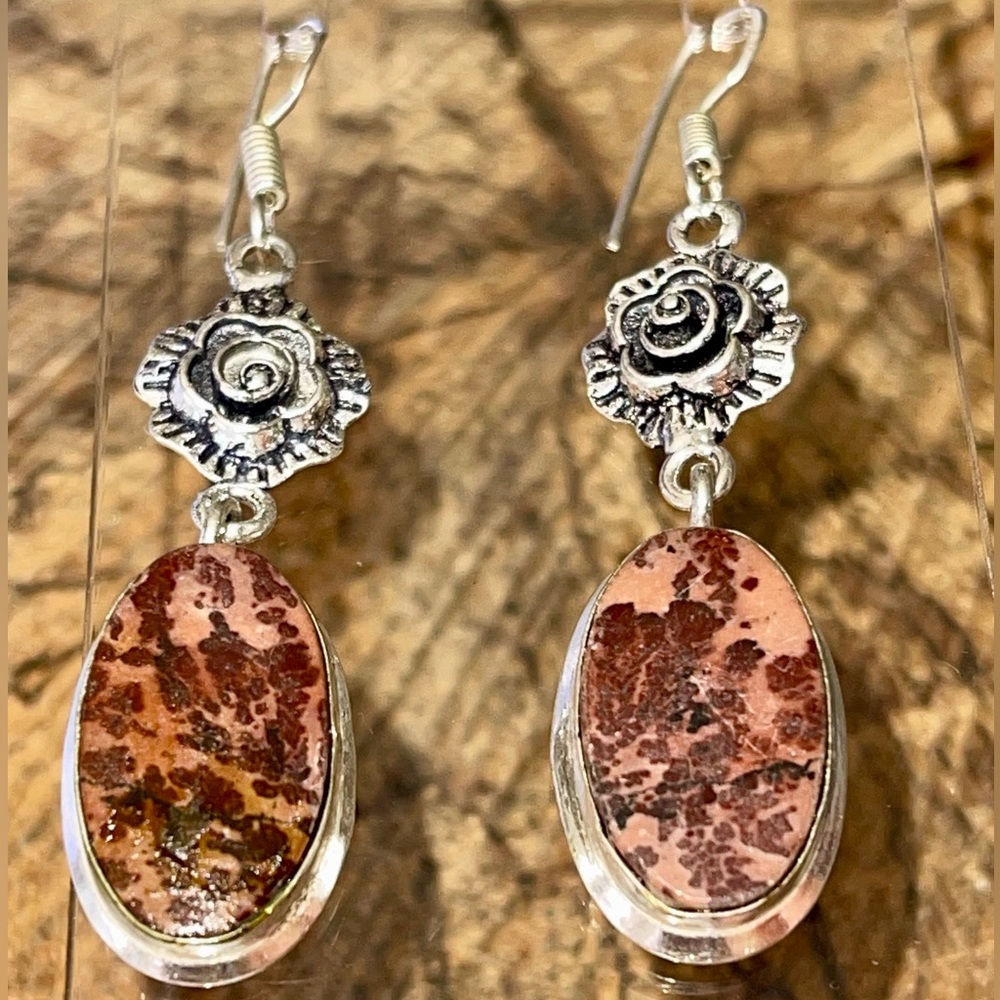 Starburst Jasper Earrings 2”
